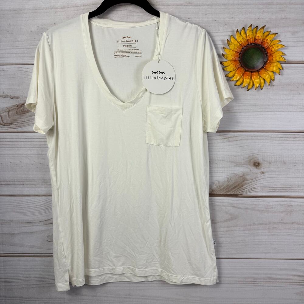 NWT little sleepies women's perfect‎ pocket bamboo tee M